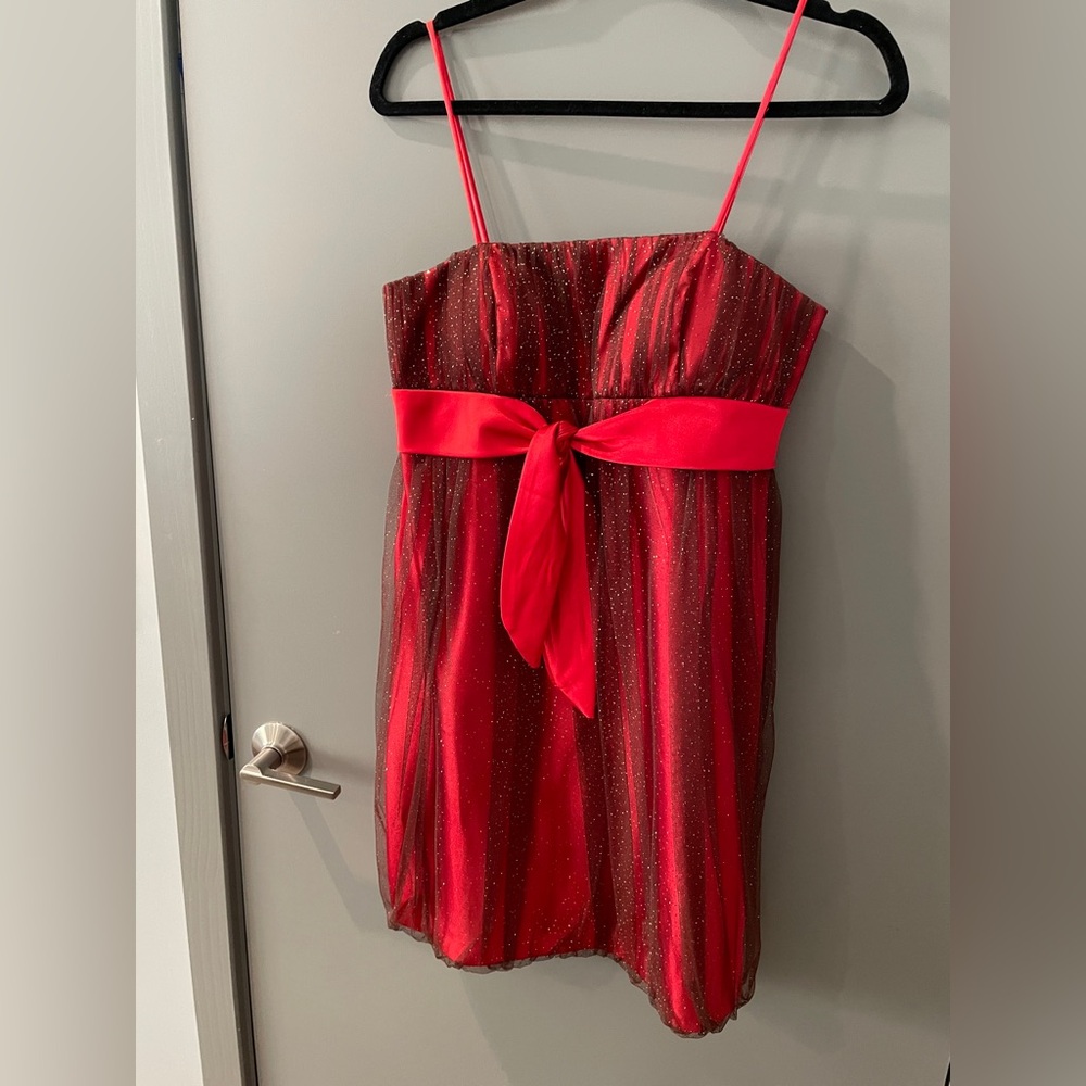 EUC Red and Gold Glitter Bubble Dress